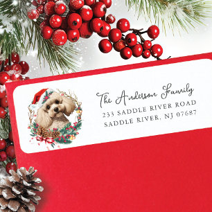 Festive Pudel Hund i Santa Hat-Returadressen Returadress Etikett