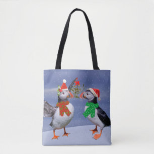 Festive Puffins över hela utskriftsfacket Tygkasse