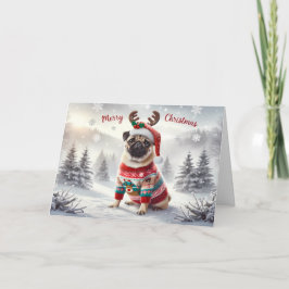 Festive Pug Kort
