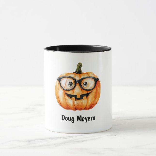 Festive Pumpkin Halloween Personalized Name Mugg (Center)