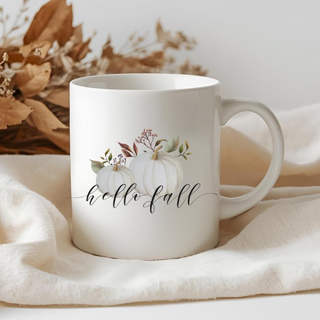 Festive Pumpkin Hej Fall Calligraphy Coffee Mugg (Skapare uppladdad)