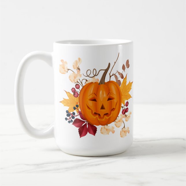 Festive Pumpkin Mugg med Höst löv (Vänster)