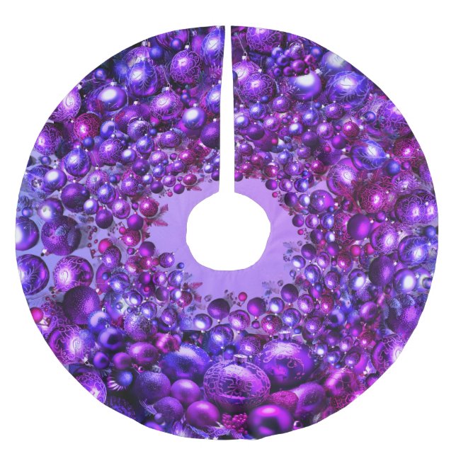 Festive Purple Holiday Tree Skirt  Julgransmatta Borstad Polyester (Framsidan)