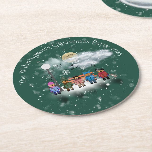 Festive Quintet-jul Party Underlägg Papper Rund (Vinklad)