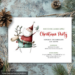 Festive Quirky Santa Watercolor Holiday Invitation Inbjudningar