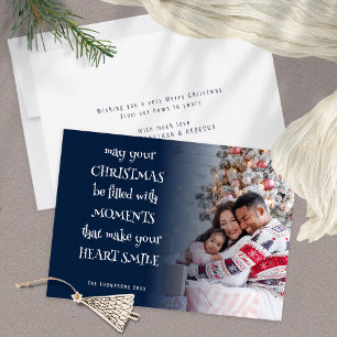 Festive Quote Photo Overlay Navy Blue Helg Vykort