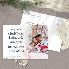 Festive Quote Photo Overlay Navy Blue White Helg Vykort