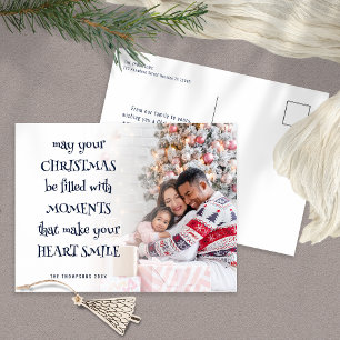 Festive Quote Photo Overlay Navy Blue White Helg Vykort