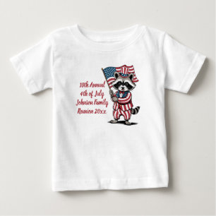 Festive Raccoon 4:e juli Familjeåterförening T Shirt