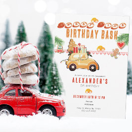 Festive Race Car Gingerbread Christmas Birthday Inbjudningar
