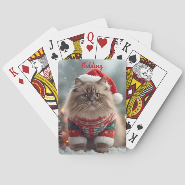 Festive Ragdoll Cat Christmas Personalized  Casinokort (Baksidan)