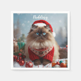 Festive Ragdoll Cat Christmas Personalized  Pappersservett