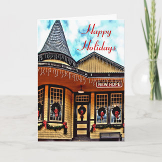 Festive Railway Station Helgdag Card Helgkort