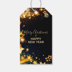 Festive Ram med Guld Stars Bokeh och Sparkles Presentetikett
