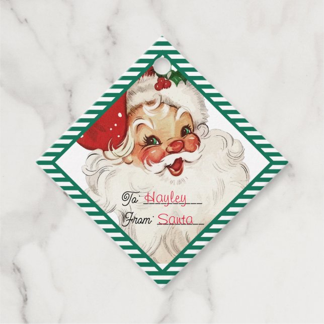 Festive Rand Grönt från Santa Gift Gåvor Etiketter (Framsida)