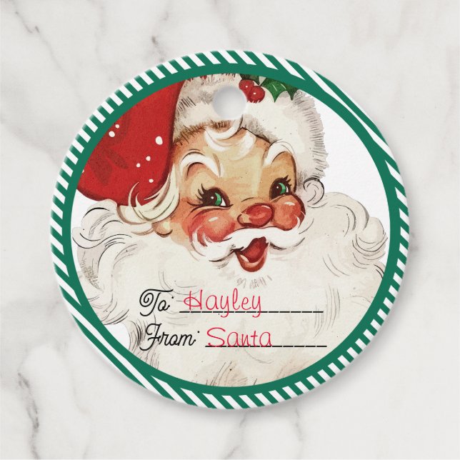 Festive Rand Grönt från Santa Gift Gåvor Etiketter (Framsida)