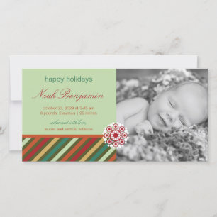 Festive Rand Helgdag Photo Birth Notice Julkort