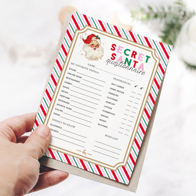 Festive Rand julSecret Santa Questionnaire (Christmas Secret Santa Questionnaire)