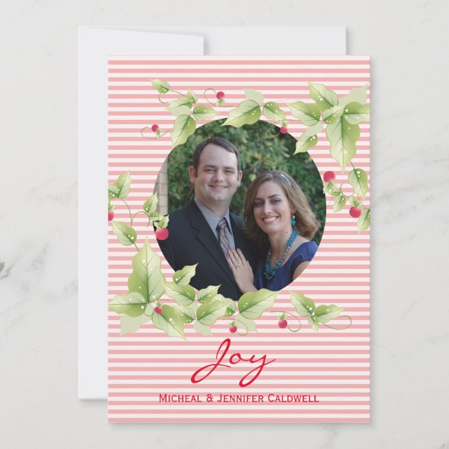 Festive Rand och Berries Photo Helgdag Card Julkort (Framsida)