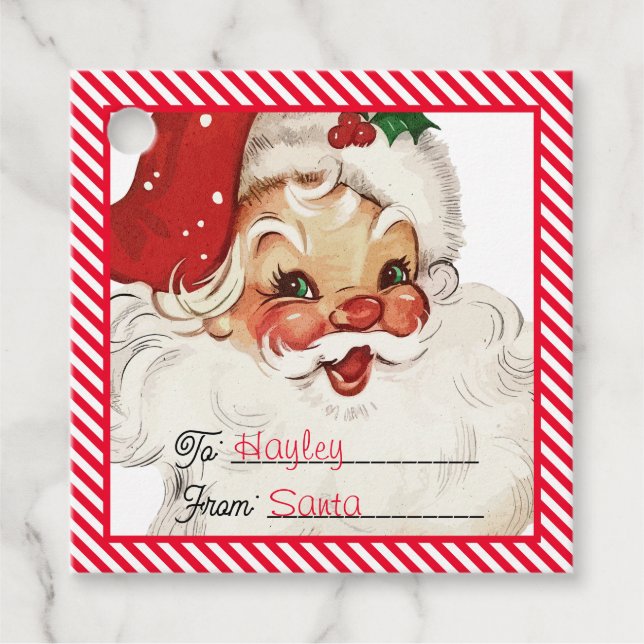 Festive Rand Red från Santa Gift Gåvor Etiketter (Framsida)