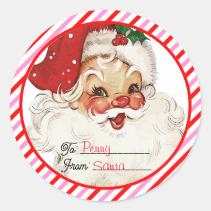 Festive Rand Red Red Rosa från Santa Gift Runt Klistermärke