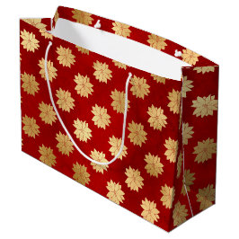 Festive Red and Gold Foil Winter Poinsettia Flower