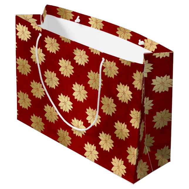 Festive Red and Gold Foil Winter Poinsettia Flower (Baksidan Vinklad)