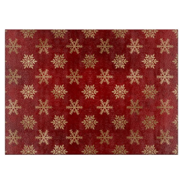 Festive Red and Gold Foil Winter Snöflingor (Framsidan)