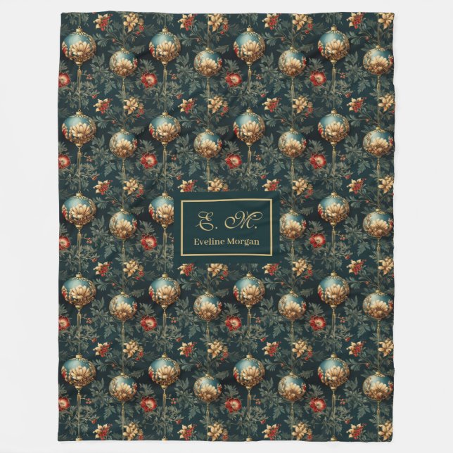 Festive red and gold luxury baubles blanket custom fleecefilt (Framsidan)