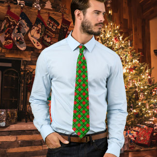 Festive Red and Green Christmas Argyle Pattern Slips