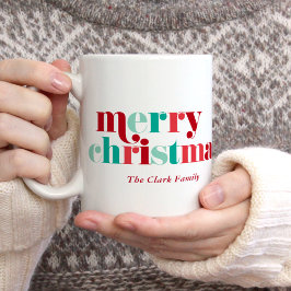 Festive Red and Grönt Lettering Ornament Photo Kaffemugg