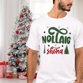 Festive Red and Grönt Nollaig Shona T Shirt