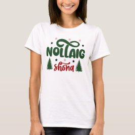 Festive Red and Grönt Nollaig Shona T Shirt