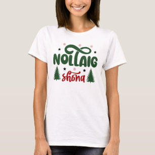 Festive Red and Grönt Nollaig Shona T Shirt
