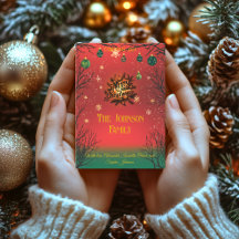 Festive Red and Grönt Ornaments, christmas card