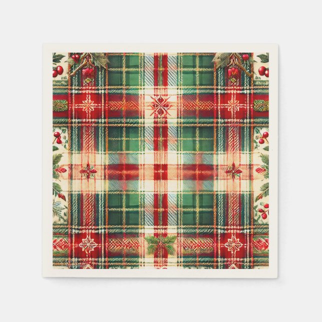 Festive Red and Grönt Play-julklackor Pappersservett (Framsidan)