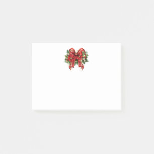 Festive Red and Guld jul Bow Post-it Block
