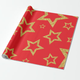 Festive Red and Guld Star Presentpapper