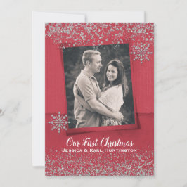 Festive Red and Silver jul Photo Card Julkort