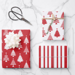 Festive Red and White Christmas Tree Pattern