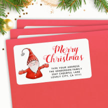 Festive Red and White Cute Gnome God jul