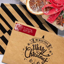 Festive Red and White Foliage Adress Returadress Etikett