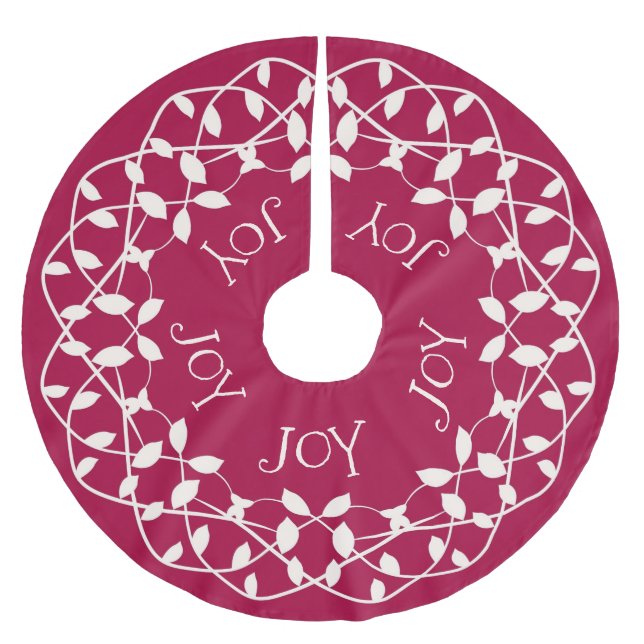 Festive Red and White JOY-juldekalor Julgransmatta Borstad Polyester (Framsidan)