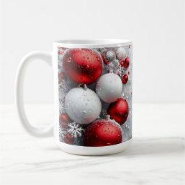 Festive Red and White Juldekorationer Kaffemugg