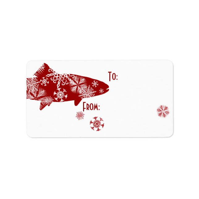 Festive Red and White Snö Trout Adressetikett (Framsidan)