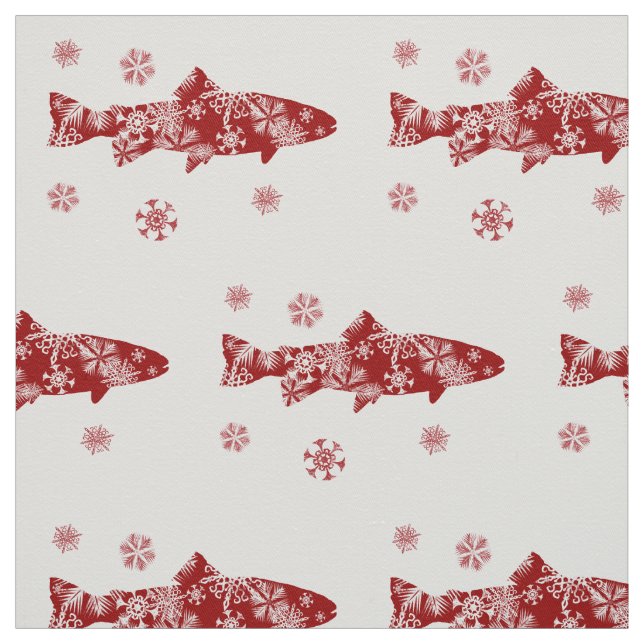 Festive Red and White Snö Trout Tyg (Provkarta)
