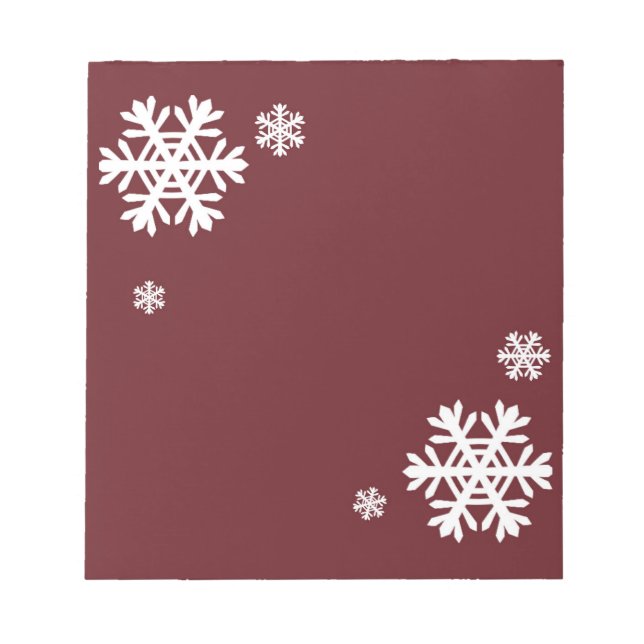 Festive Red and White Snowflake Anteckningsblock (Framsida)