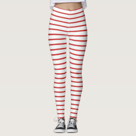Festive Red and White Stripe Leggings