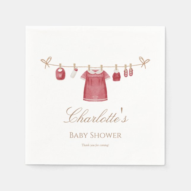 Festive Red Baby Shower-Pappersservett Pappersservett (Framsidan)