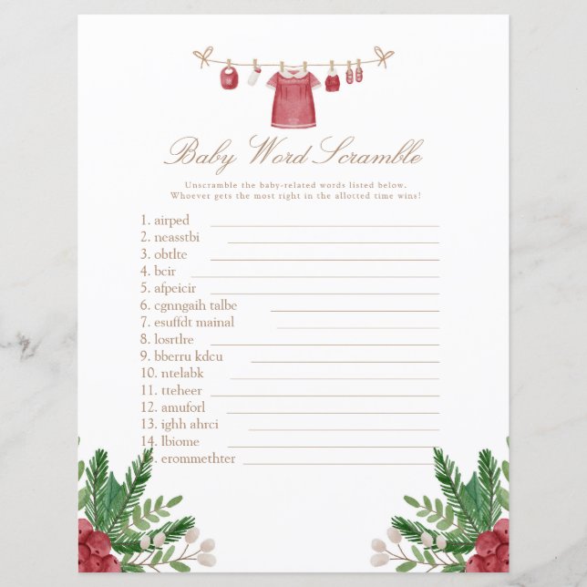Festive Red Baby Shower-spel (Framsida)